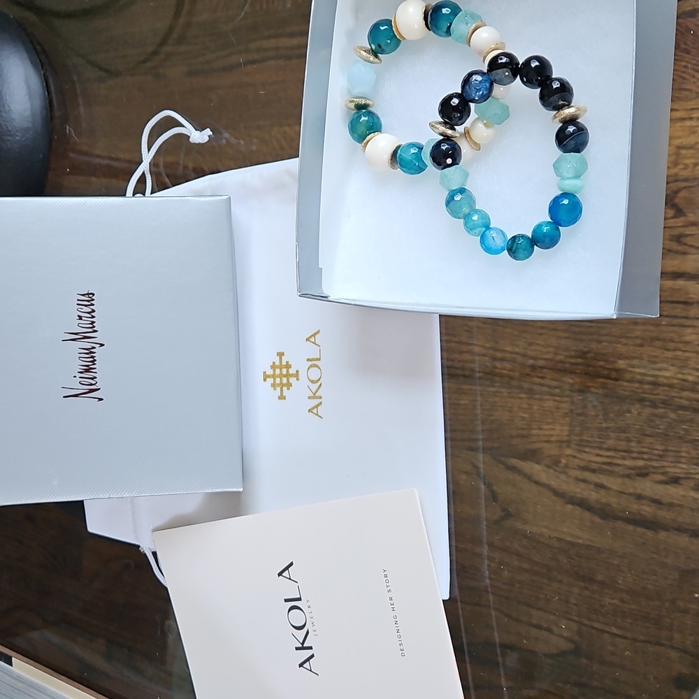Set of 2 New Akola stretch bead bracelets.